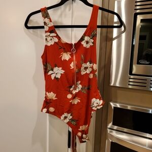 New Zip Up Floral Bodysuit